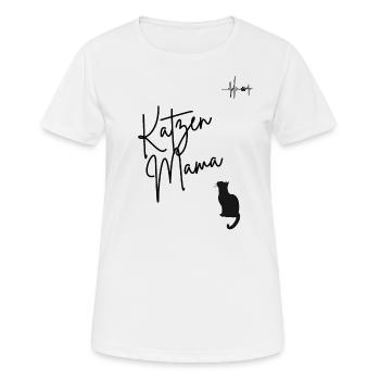 Katzenmama mit Herzschlag Design - Frauen T-Shirt atmungsaktiv - Weiß - Vorne - AI Model Female 172 dark (172cm)