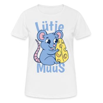Lütje Muus Plattdeutsch Maus - Frauen T-Shirt atmungsaktiv - Weiß - Vorne - AI Model Female 172 dark (172cm)