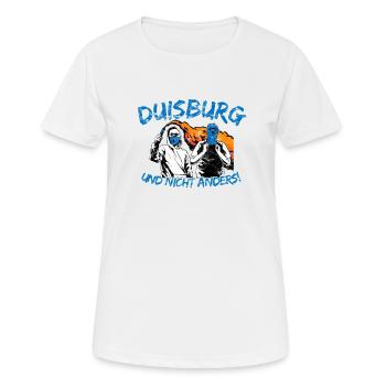 Duisburg und nicht anders UPDATE - Frauen T-Shirt atmungsaktiv - Weiß - Vorne - AI Model Female 172 dark (172cm)
