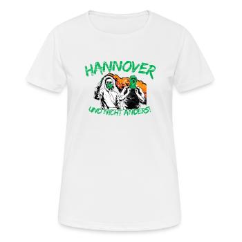 Hannover und nicht anders UPDATE - Frauen T-Shirt atmungsaktiv - Weiß - Vorne - AI Model Female 172 dark (172cm)
