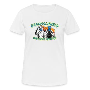 Braunschweig und nicht anders UPDATE - Frauen T-Shirt atmungsaktiv - Weiß - Vorne - AI Model Female 172 dark (172cm)
