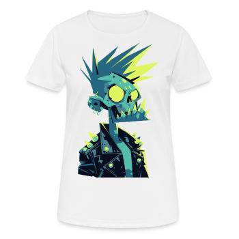 Zombie Punk Rocker – Crâne néon avec cheveux hérissés - T-shirt respirant Femme - blanc - Devant - AI Model Female 172 dark (172cm)