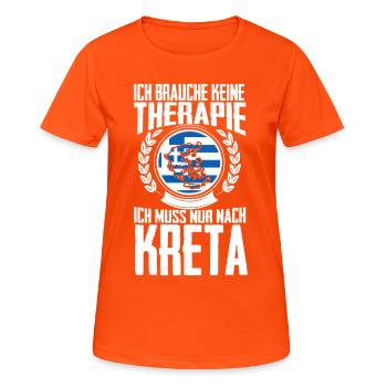 Therapie Kreta - Urlaub Geschenk Stalis Iraklio - Frauen T-Shirt atmungsaktiv - Neonorange - Vorne - AI Model Female 172 dark (172cm)