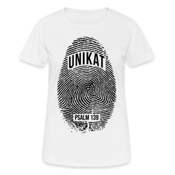 Unikat - Frauen T-Shirt atmungsaktiv - Weiß - Vorne - AI Model Female 172 dark (172cm)