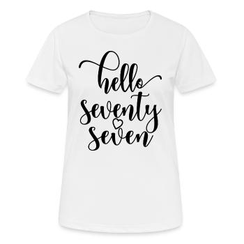 Bonjour Soixante-dix Sept Mignon 77 ans Anniversaire - T-shirt respirant Femme - blanc - Devant - AI Model Female 172 dark (172cm)