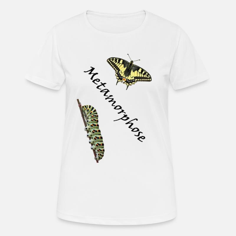 Swallowtail with caterpillar, metamorphosis - Women's Breathable T-Shirt - white