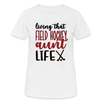 Stolze Feldhockey-Tante Feldhockeyspieler Tante - Frauen T-Shirt atmungsaktiv - Weiß - Vorne - AI Model Female 172 dark (172cm)