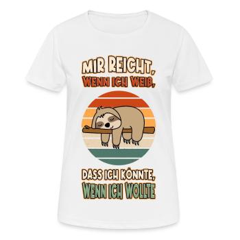 Faultier Chillen Faul Müde Lustlos Spruch Lustig - Frauen T-Shirt atmungsaktiv - Weiß - Vorne - AI Model Female 172 dark (172cm)