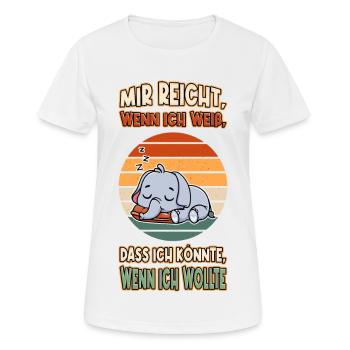 Elefant Chillen Faul Müde Lustlos Spruch Lustig - Frauen T-Shirt atmungsaktiv - Weiß - Vorne - AI Model Female 172 dark (172cm)
