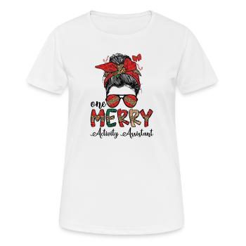 Assistant d’activité Professionnel des activités de Noël - T-shirt respirant Femme - blanc - Devant - AI Model Female 172 dark (172cm)