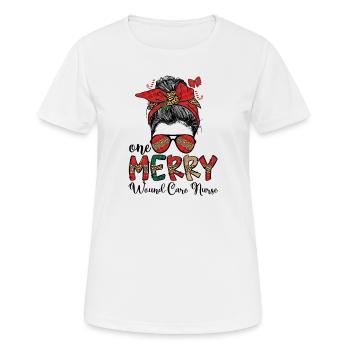 Infirmière en soins des plaies Noël RN Soins infirmiers aux plaies Noël - T-shirt respirant Femme - blanc - Devant - AI Model Female 172 dark (172cm)