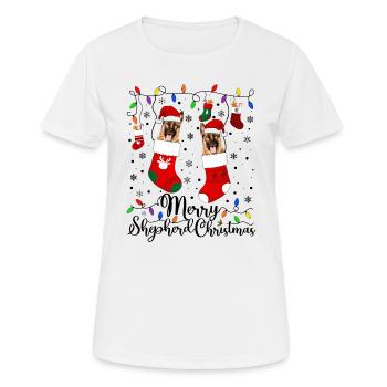 German Shepherd Christmas German Shepherd Xmas - Frauen T-Shirt atmungsaktiv - Weiß - Vorne - AI Model Female 172 dark (172cm)