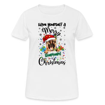 German Shepherd Christmas German Shepherd Xmas - Frauen T-Shirt atmungsaktiv - Weiß - Vorne - AI Model Female 172 dark (172cm)