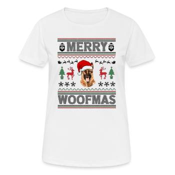 German Shepherd Ugly Christmas German Shepherd - Frauen T-Shirt atmungsaktiv - Weiß - Vorne - AI Model Female 172 dark (172cm)