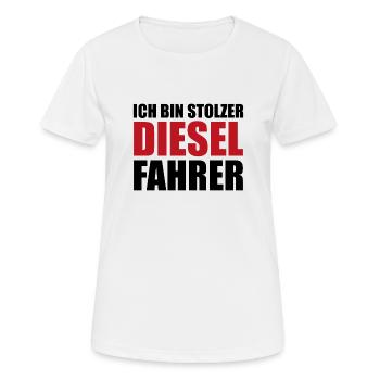Ich bin stolzer Dieselfahrer CO2 Umwelt - Frauen T-Shirt atmungsaktiv - Weiß - Vorne - AI Model Female 172 dark (172cm)