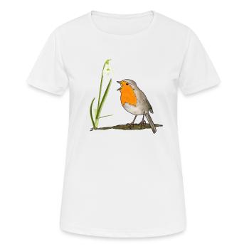 Printemps, merles, perce-neige - T-shirt respirant Femme - blanc - Devant - AI Model Female 172 dark (172cm)