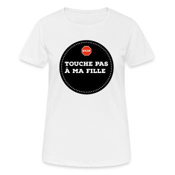 Touche pas à ma fille. Panneau stop - T-shirt respirant Femme - blanc - Devant - AI Model Female 172 dark (172cm)
