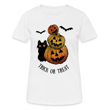 Trick or treat cat - Women's Breathable T-Shirt - white - Front - AI Model Female 172 dark (172cm)