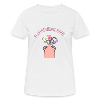 Bouquet en vase - Blossoming Beauty - T-shirt respirant Femme - blanc - Devant - AI Model Female 172 dark (172cm)