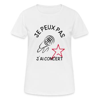 je peux pas j ai concert - T-shirt respirant Femme - blanc - Devant - AI Model Female 172 dark (172cm)