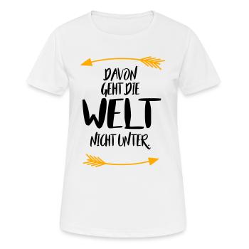 Davon geht die Welt nicht unter - Frauen T-Shirt atmungsaktiv - Weiß - Vorne - AI Model Female 172 dark (172cm)