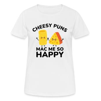 Cheesy Puns Mac Me Si Heureux - T-shirt respirant Femme - blanc - Devant - AI Model Female 172 dark (172cm)
