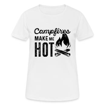 Lagerfeuer machen mich heiß - Frauen T-Shirt atmungsaktiv - Weiß - Vorne - AI Model Female 172 dark (172cm)