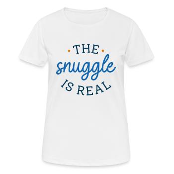 Das Kuscheln ist echt - Frauen T-Shirt atmungsaktiv - Weiß - Vorne - AI Model Female 172 dark (172cm)