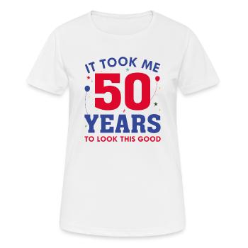 Il m’a fallu 50 ans pour être aussi beau - T-shirt respirant Femme - blanc - Devant - AI Model Female 172 dark (172cm)