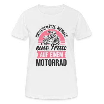 Motorrad Frau Bikerin Motorradfahrerin - Frauen T-Shirt atmungsaktiv - Weiß - Vorne - AI Model Female 172 dark (172cm)