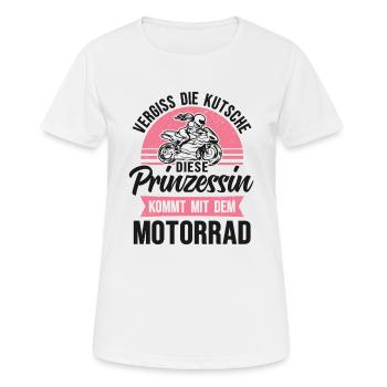 Motorrad Prinzessin Bikerin Motorradfahrerin - Frauen T-Shirt atmungsaktiv - Weiß - Vorne - AI Model Female 172 dark (172cm)