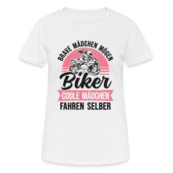 Motorrad Bikerin Motorradfahrerin Biker Frau - Frauen T-Shirt atmungsaktiv - Weiß - Vorne - AI Model Female 172 dark (172cm)
