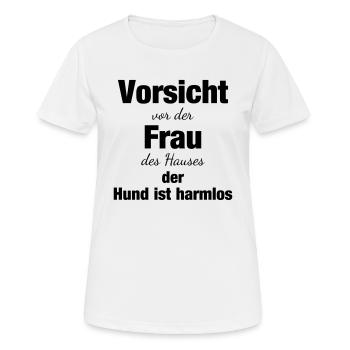 CAUTION BEFORE THE WIFE OF THE HOUSE IS THE DOG - Women's Breathable T-Shirt - white - Front - AI Model Female 172 dark (172cm)