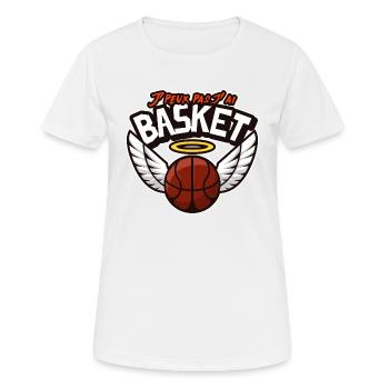 J'peux pas j'ai basket. Basketball - T-shirt respirant Femme - blanc - Devant - AI Model Female 172 dark (172cm)