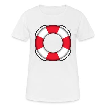 Schwimmring Rettungsring rot - Frauen T-Shirt atmungsaktiv - Weiß - Vorne - AI Model Female 172 dark (172cm)