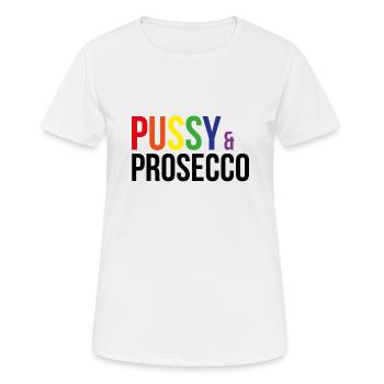 Pussy & Prosecco Regenbogen Homosexuell Lesben Pride - Frauen T-Shirt atmungsaktiv - Weiß - Vorne - AI Model Female 172 dark (172cm)
