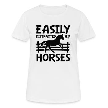 Leicht von Pferden abgelenkt - Frauen T-Shirt atmungsaktiv - Weiß - Vorne - AI Model Female 172 dark (172cm)