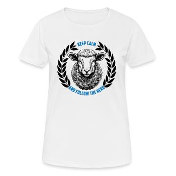 Les moutons restent calmes et suivent le troupeau - T-shirt respirant Femme - blanc - Devant - AI Model Female 172 dark (172cm)