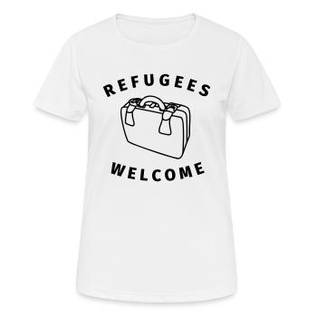 refugees welcome - Frauen T-Shirt atmungsaktiv - Weiß - Vorne - AI Model Female 172 dark (172cm)
