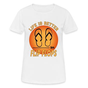 Tongs Sandales Chaussures La vie est meilleure - T-shirt respirant Femme - blanc - Devant - AI Model Female 172 dark (172cm)
