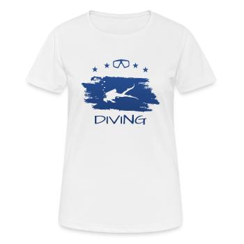 Tauchen Diver Scuba Dive - Frauen T-Shirt atmungsaktiv - Weiß - Vorne - AI Model Female 172 dark (172cm)