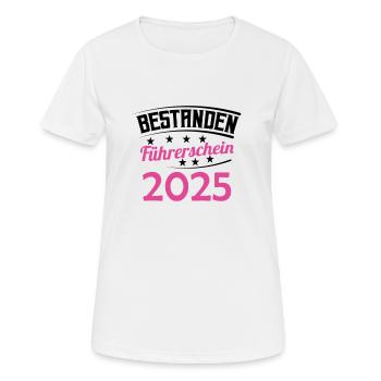 Permis de conduire 2025 Examen de conduite Examen du permis de conduire - T-shirt respirant Femme - blanc - Devant - AI Model Female 172 dark (172cm)
