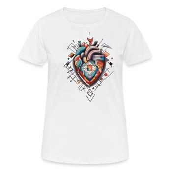 Geometrisches Herz Fusion urbaner Lebensfreude - Frauen T-Shirt atmungsaktiv - Weiß - Vorne - AI Model Female 172 dark (172cm)