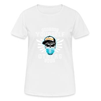 Protect yourself - save others from COVID-19 - Frauen T-Shirt atmungsaktiv - Weiß - Vorne - AI Model Female 172 dark (172cm)