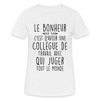 Ma Collègue Et Moi On Juge Cadeau Humour - T-shirt respirant Femme - blanc - Devant - AI Model Female 172 dark (172cm)