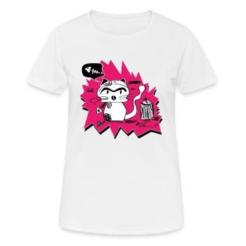 little bad cat - T-shirt respirant Femme - blanc - Devant - AI Model Female 172 dark (172cm)