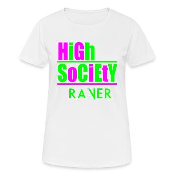 High-Society-Rave - Frauen T-Shirt atmungsaktiv - Weiß - Vorne - AI Model Female 172 dark (172cm)