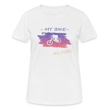 Biken Fahrrad Bike - Frauen T-Shirt atmungsaktiv - Weiß - Vorne - AI Model Female 172 dark (172cm)