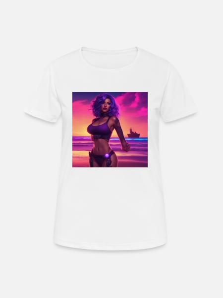 Beach Girl Neo Vintage - Frauen T-Shirt atmungsaktiv - Weiß