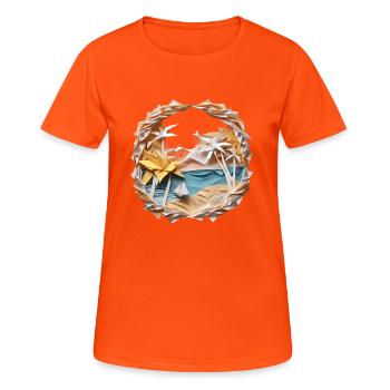 Plage d’Origami - T-shirt respirant Femme - orange néon - Devant - AI Model Female 172 dark (172cm)